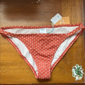 Kona Sol Coral Bikini Bottom with White Accents